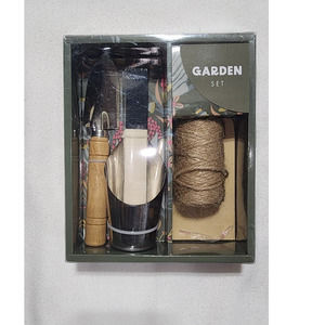 mini garden set with mini trowel. soil bucket and garden twine